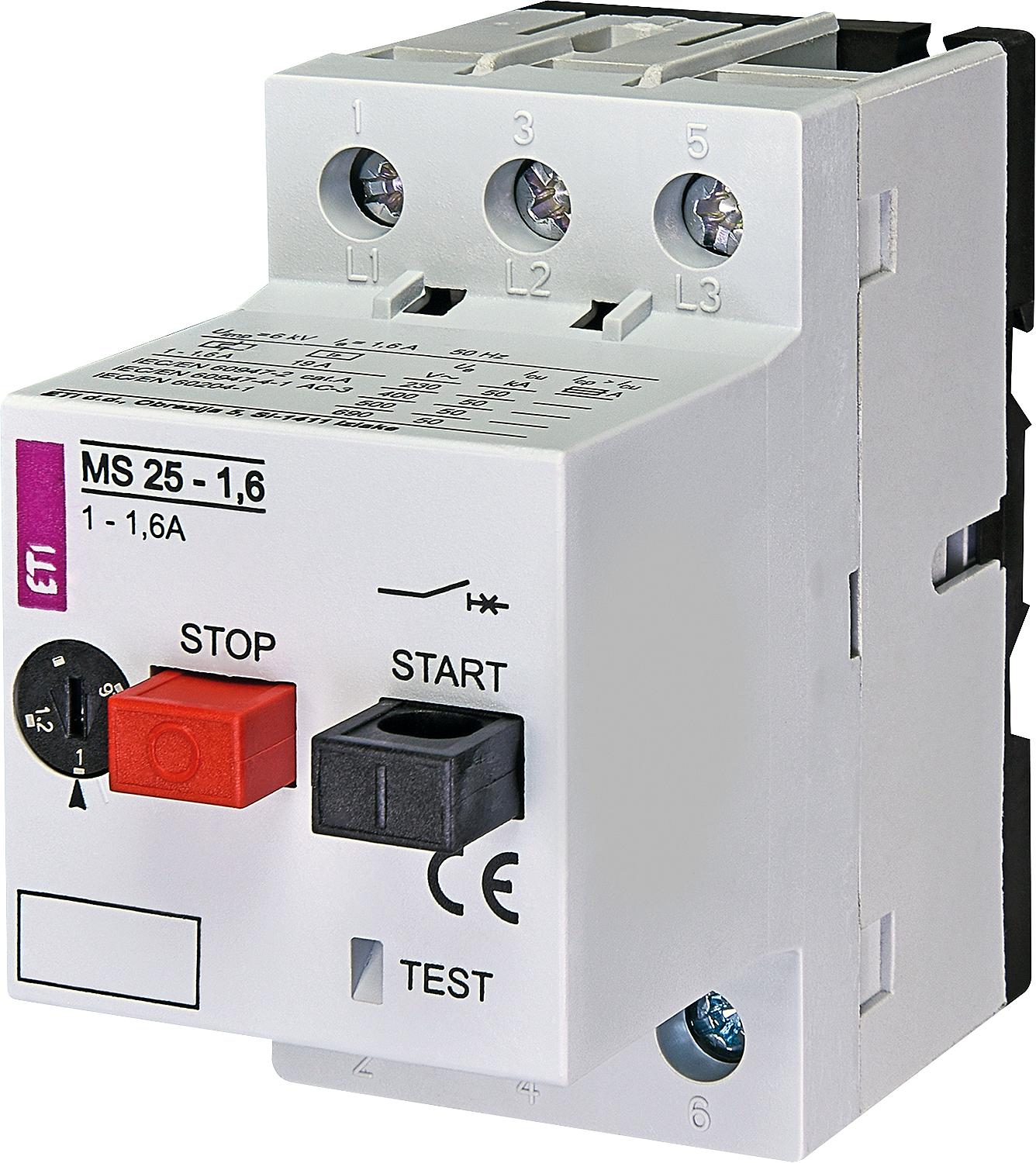 Motor protection switch ETI, MS25-0.16, tripping range 0.1 - 0.16 A