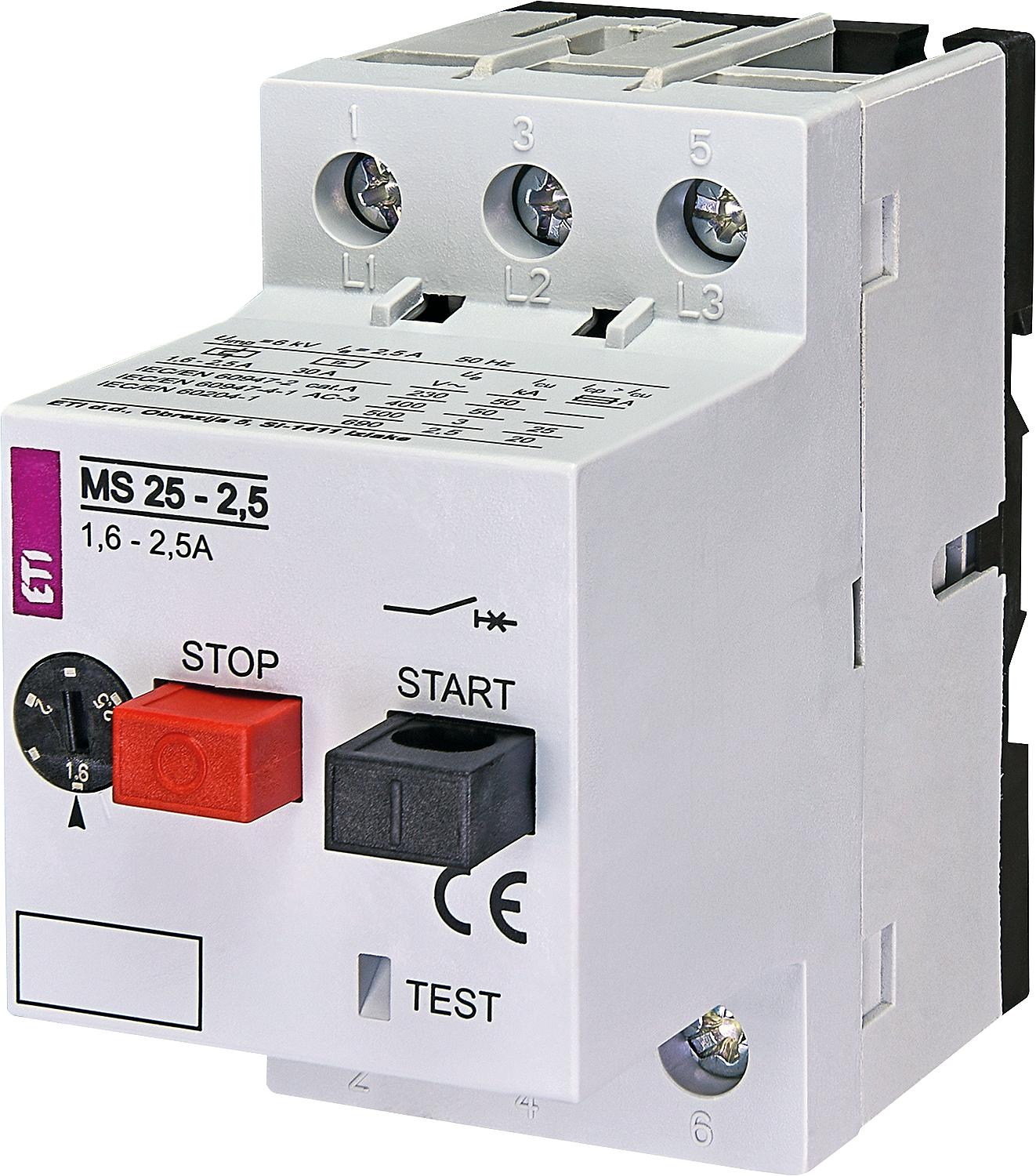 Motor protection switch ETI, MS25-0.16, tripping range 0.1 - 0.16 A