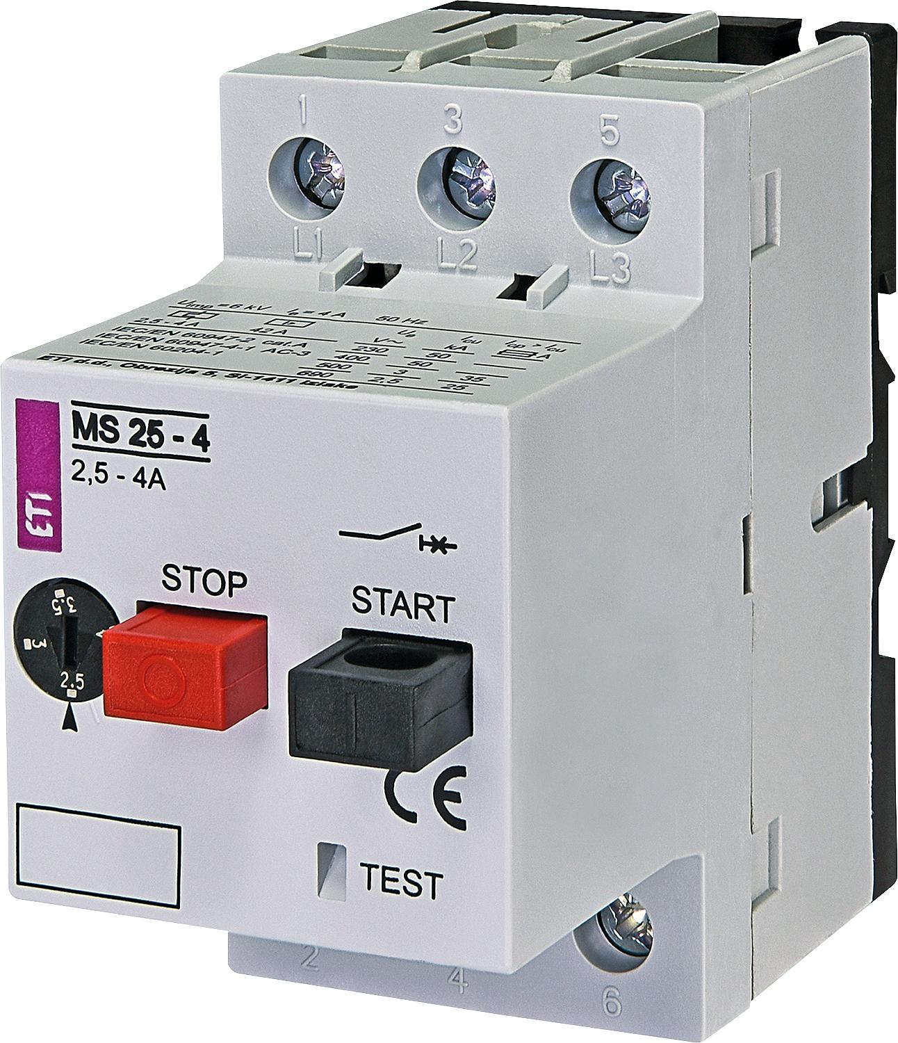 Motor protection switch ETI, MS25-0.16, tripping range 0.1 - 0.16 A