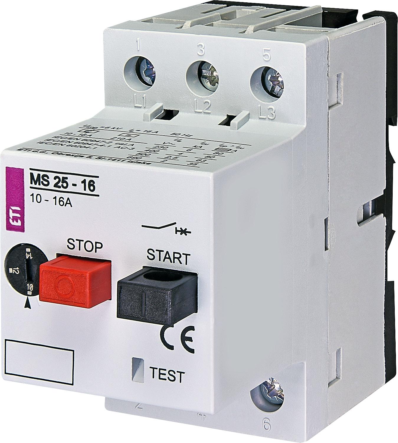 Motor protection switch ETI, MS25-0.16, tripping range 0.1 - 0.16 A