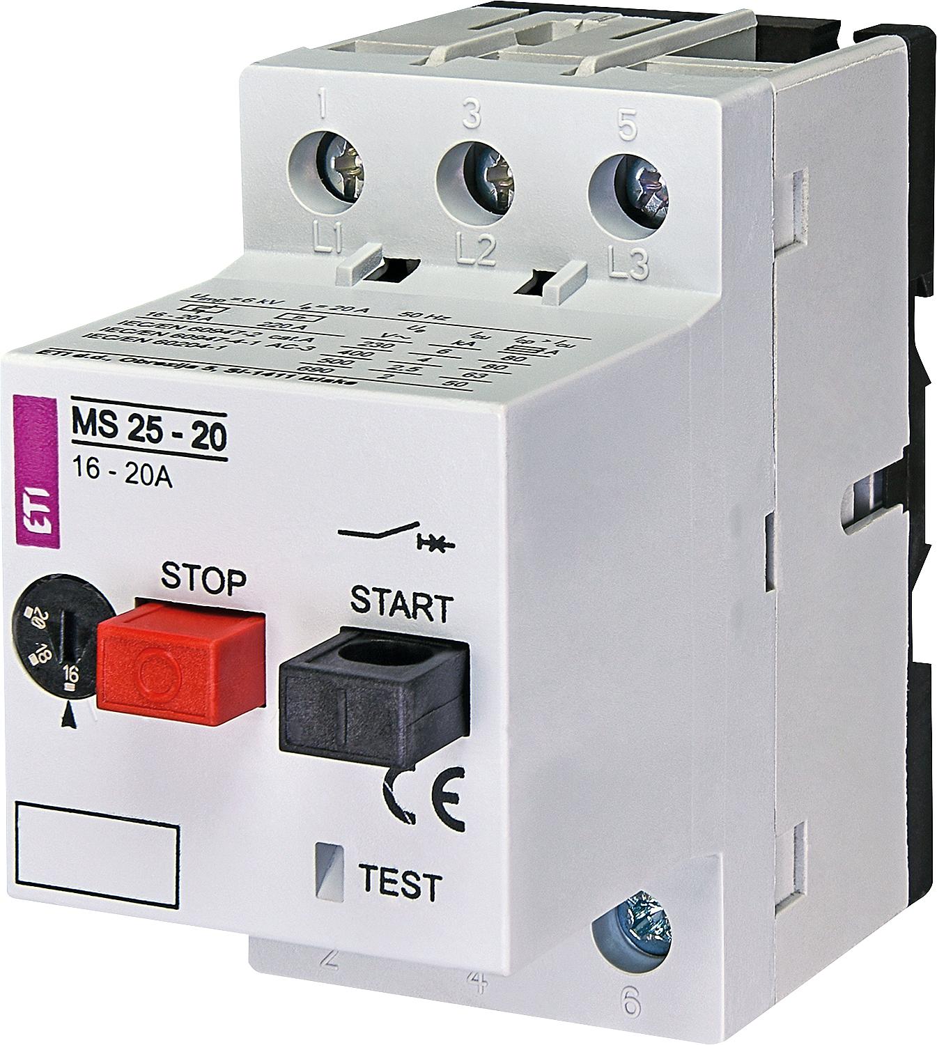 Motor protection switch ETI, MS25-0.16, tripping range 0.1 - 0.16 A