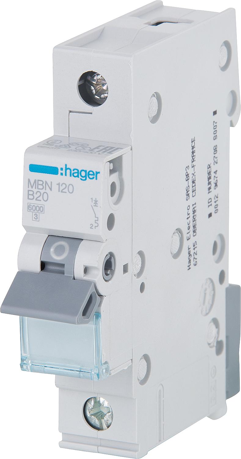 Hager circuit breaker, B6A 1p, 6kA, MBN106