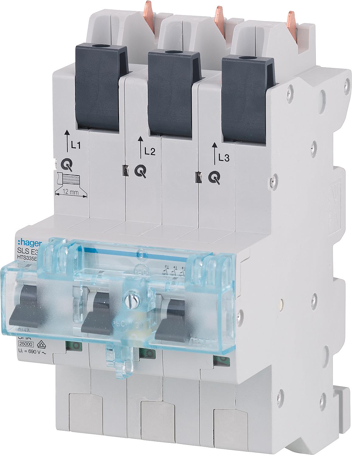 Hager E35A 3-pole circuit breaker for SS, HTS335E