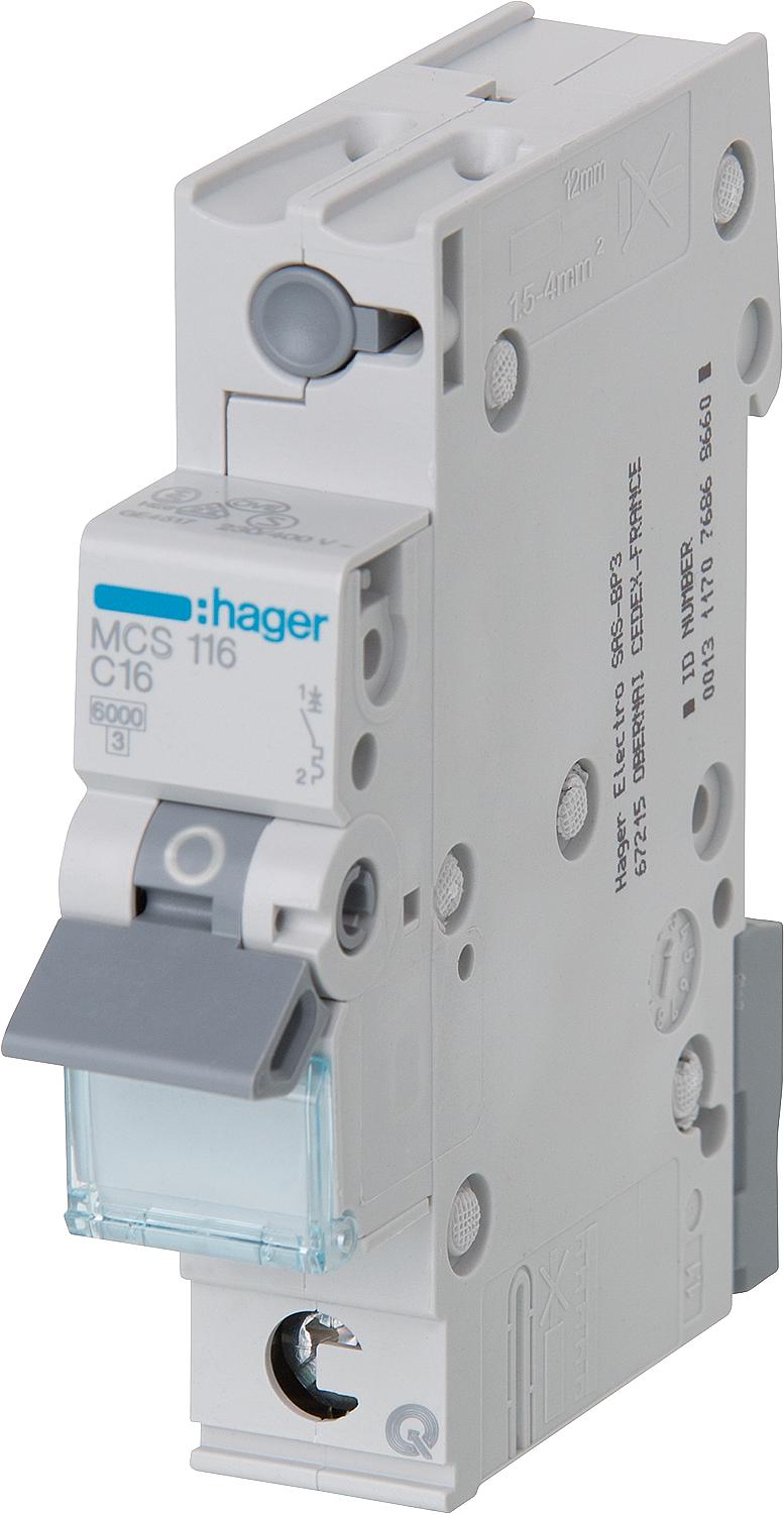 Hager B16A, 1p, 6kA, SSK miniature circuit breaker