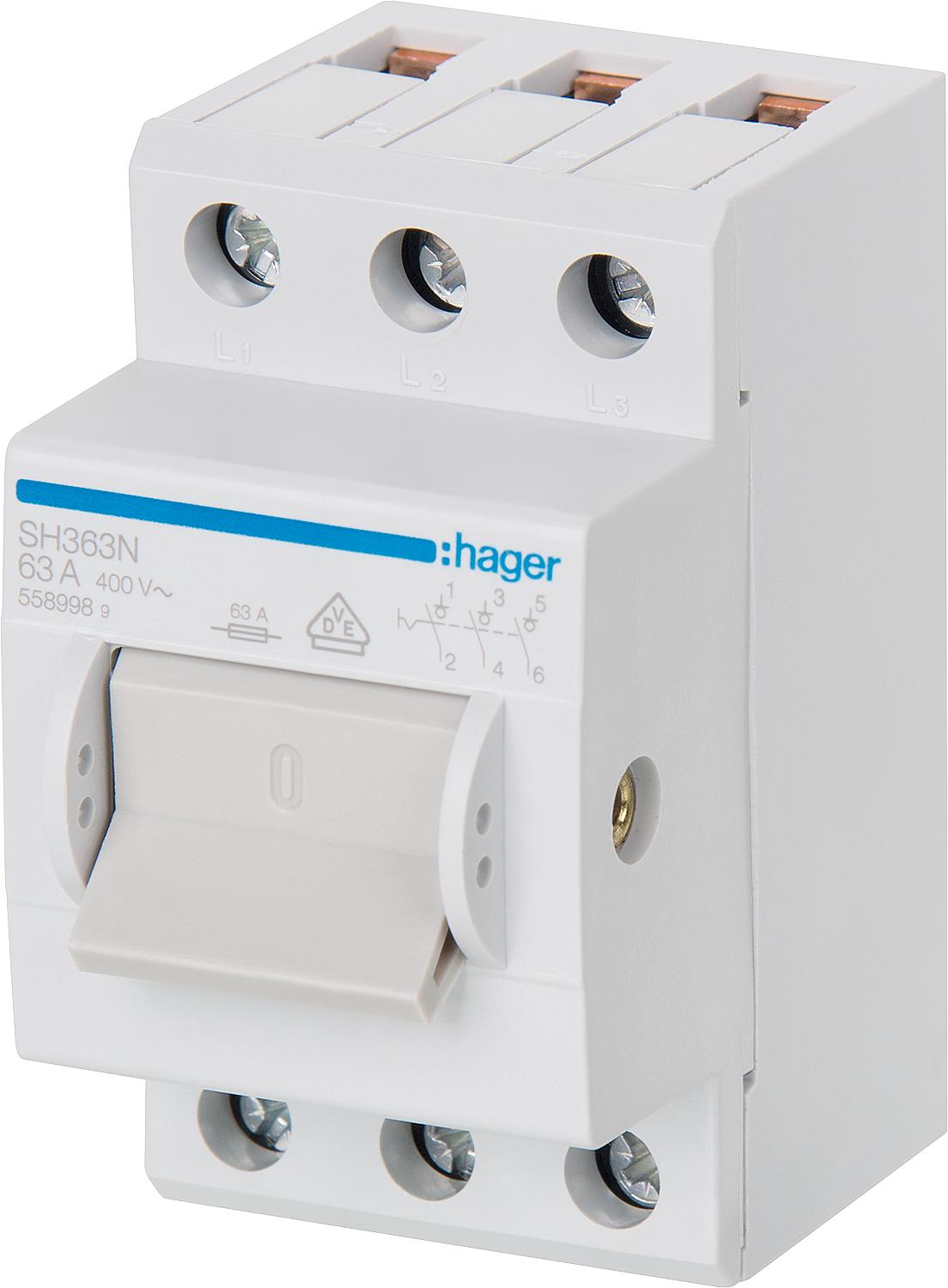Compact switch SH363N, 63A, 3 normally open contacts