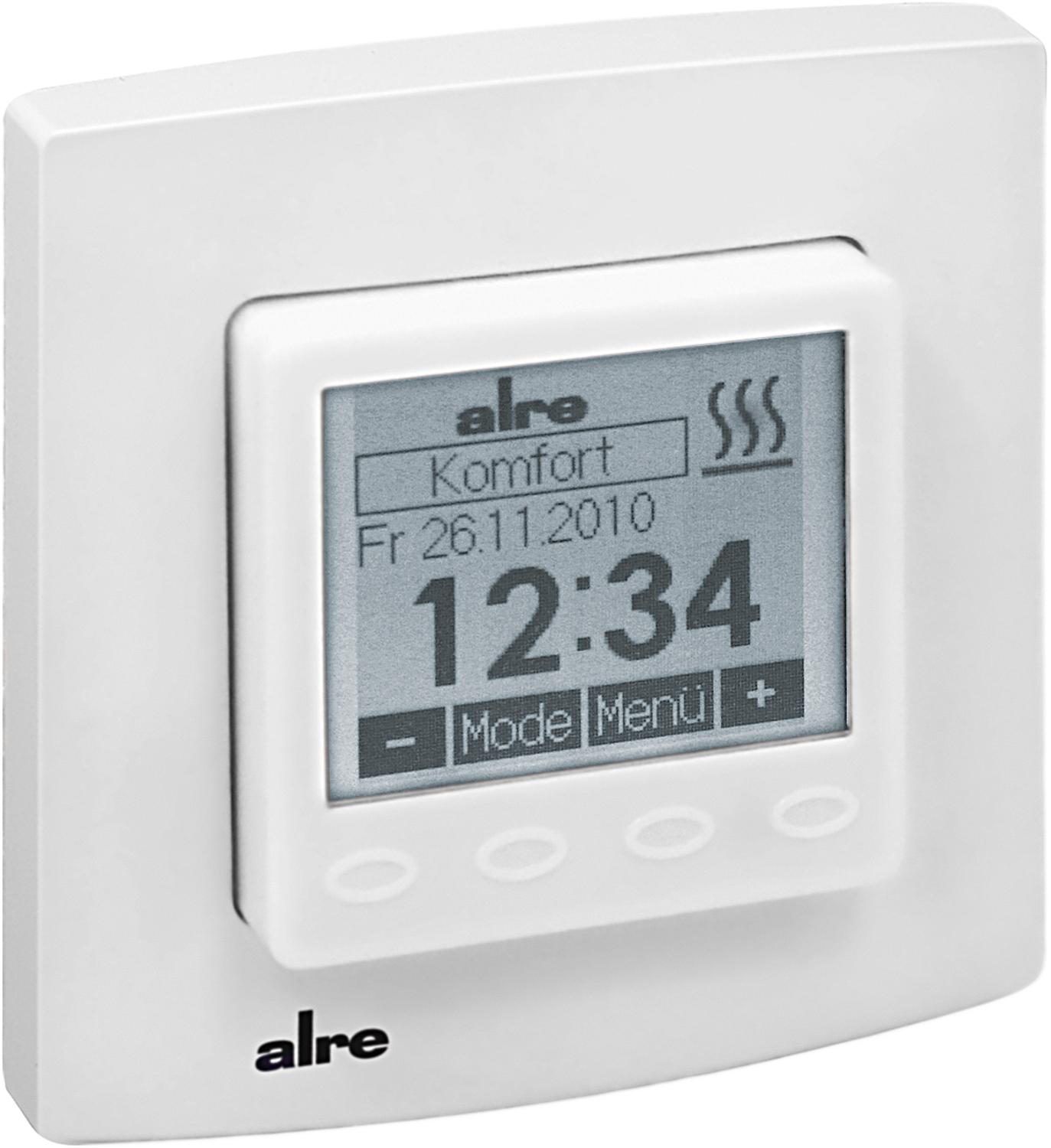 Alre electric flush-mounted room temperature controller with pure white glossy cover and frame, HTRRUu-210.021#21
