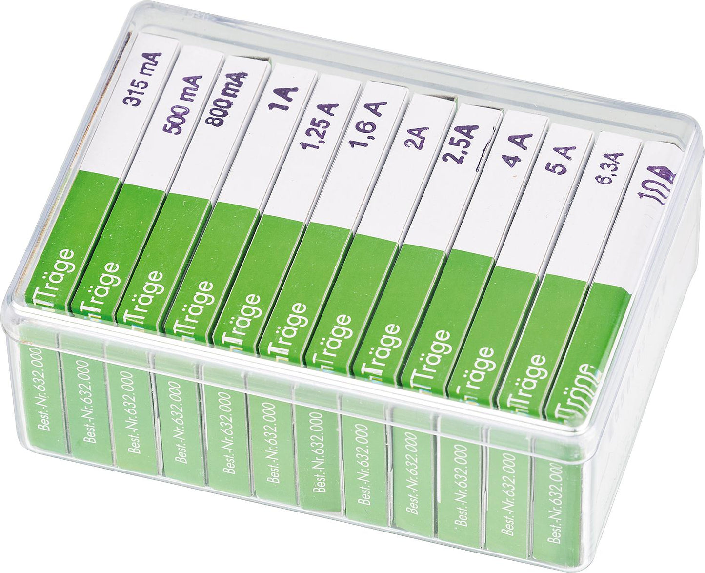 Feinsicherungssortiment träge Ausführung 6,3 x 32 mm 120 Stück