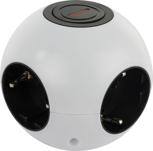 Prise sphérique POWERGLOBE, blanche/noire, 230 V/50 Hz, 16 A
