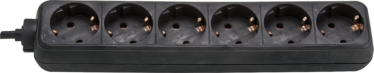 6-way power strip, 1.4m cable, color: black