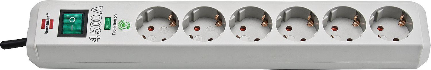 Multiprise parafoudre - Protection 6 prises - Gris PC