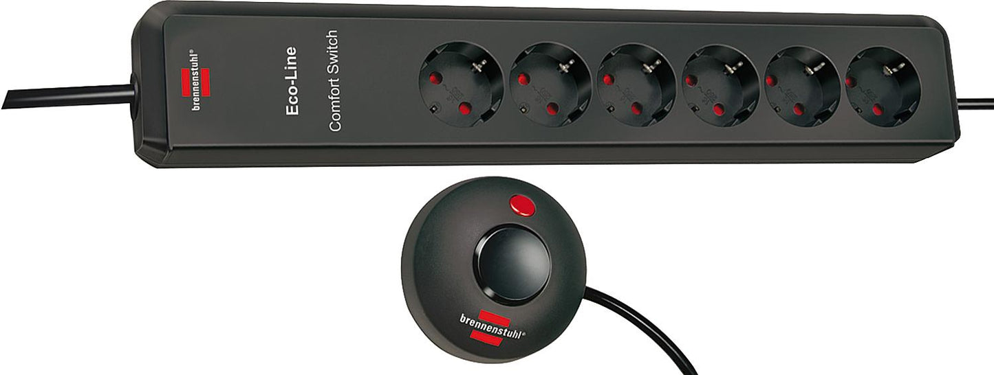 Power strip with foot switch, 6 sockets, anthracite