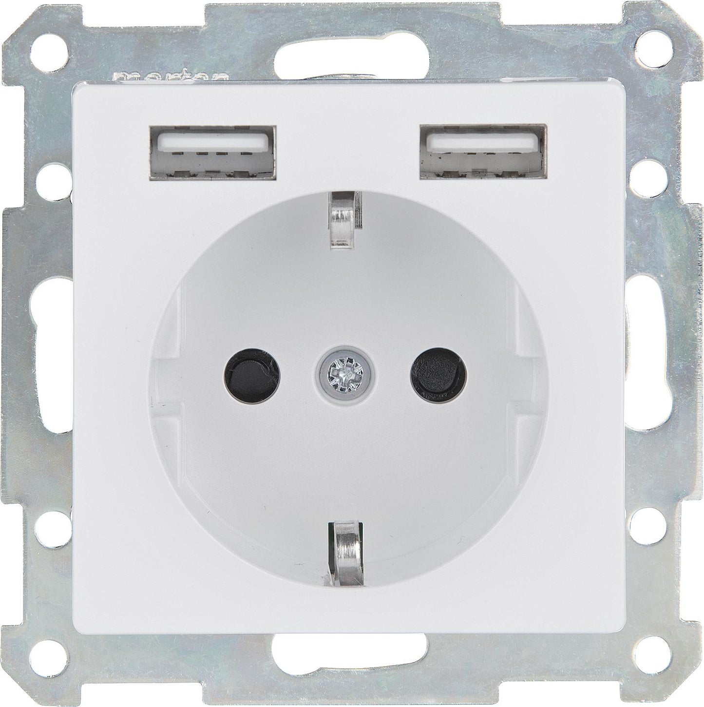 Schuko socket with USB port, Merten System M, aluminum, 1 piece