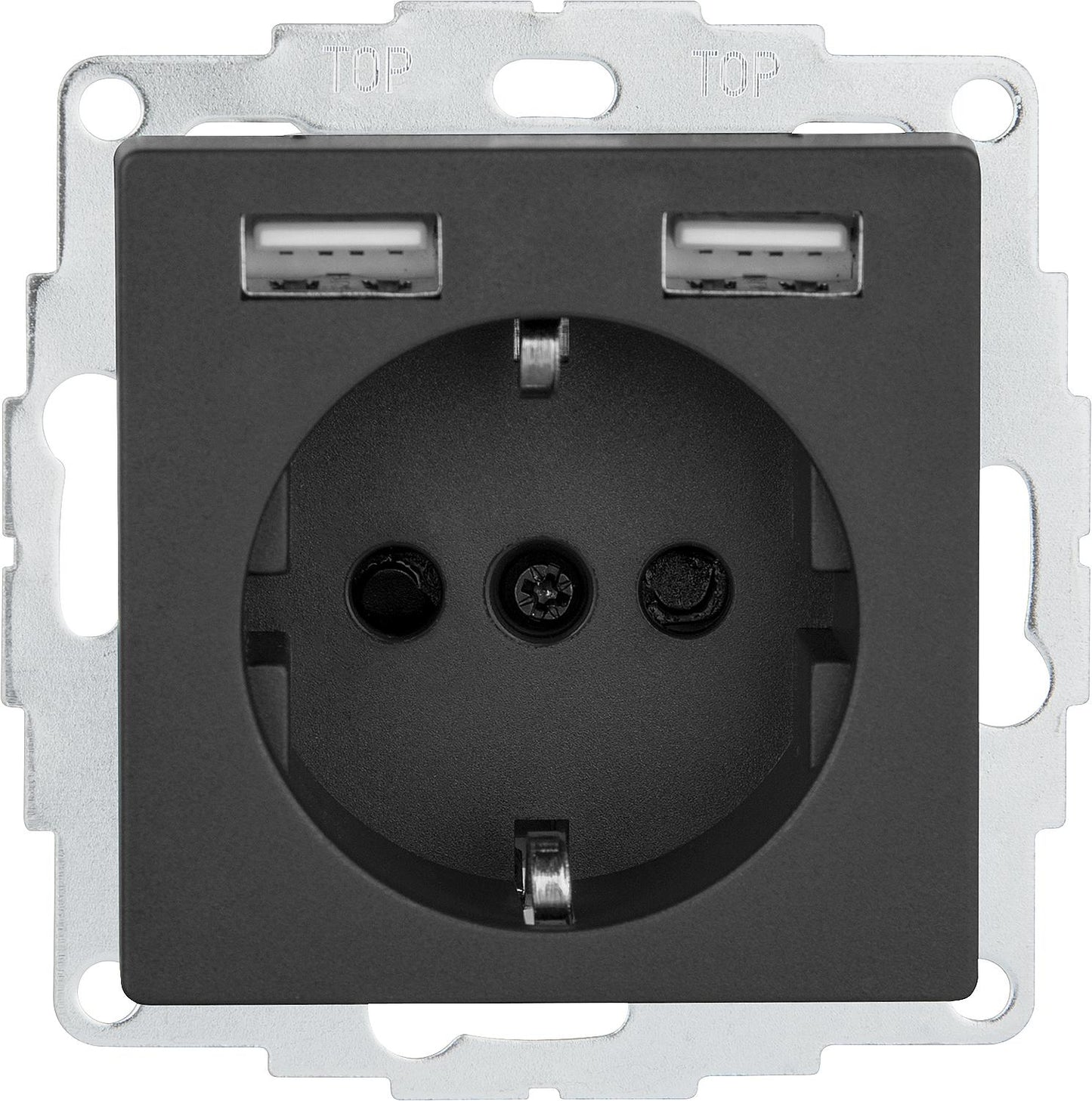 Schuko socket with USB port, Merten System M, aluminum, 1 piece