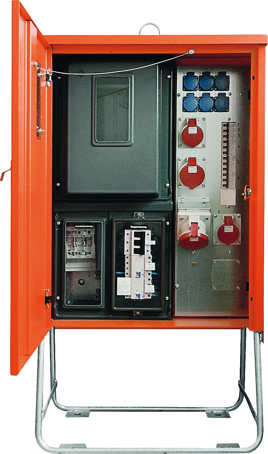 Connection distribution cabinet AV 63.2/211-6 44 kVA, 63A, RCD type B, CEE 2x16A, 1x32A, 1x63A