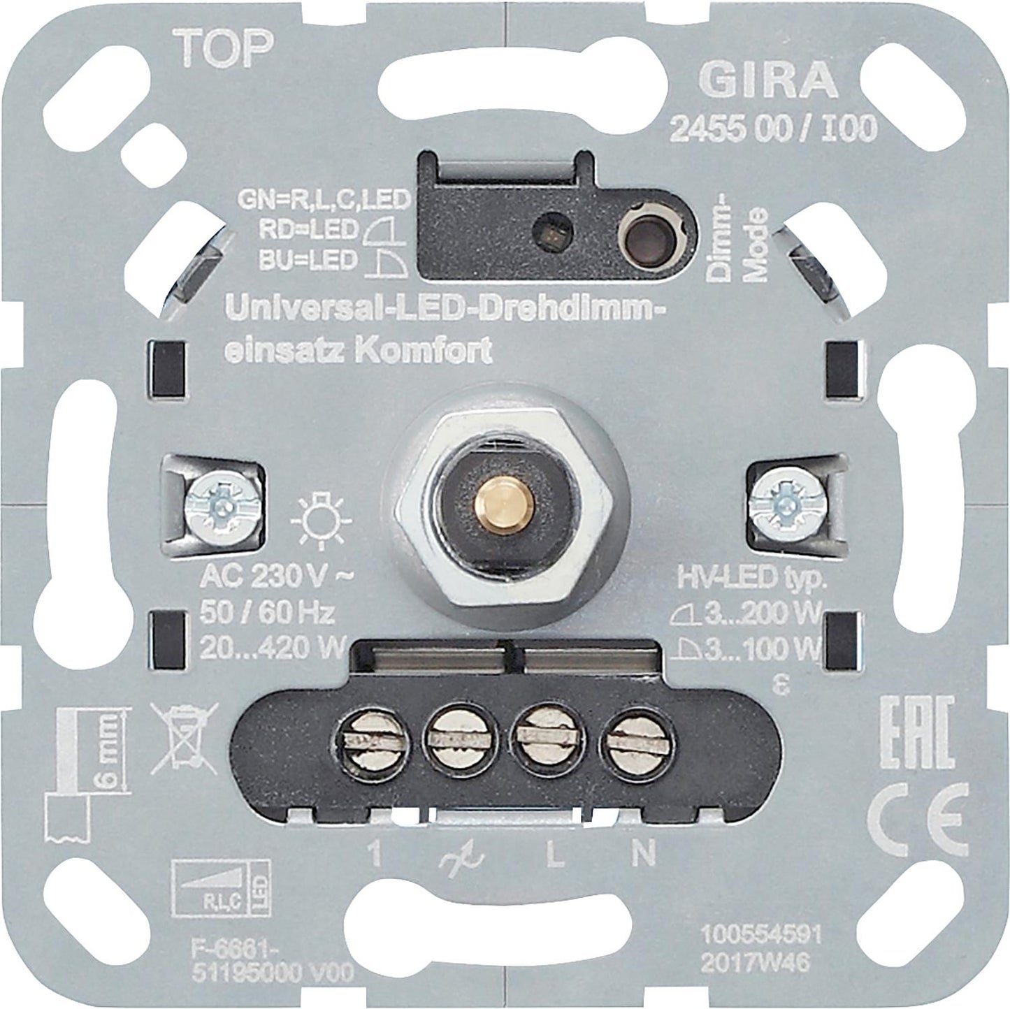 Universal LED rotary dimmer insert System 3000