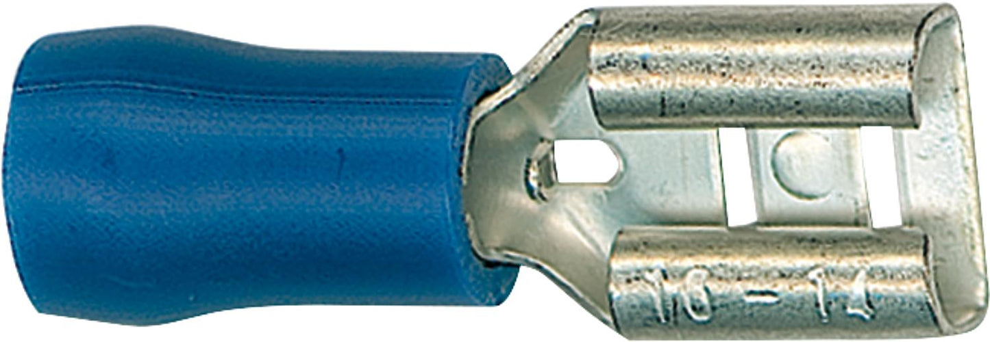 Semi-insulated flat blade connector 2.5 mm², 4.8 x 0.5 mm, blue, pack of 100