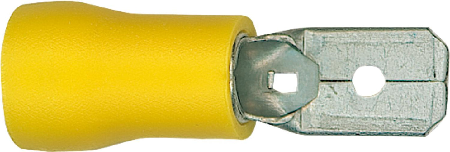 Semi-insulated flat connectors 4.0 mm²-6.0 mm², 6.3 x 0.8 mm, yellow, pack of 100