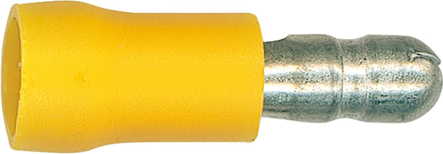 Round connectors, semi-insulated, 4.0 mm² - 6.0 mm², 5.0 mm, yellow, pack of 100
