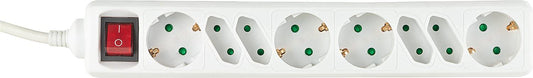 8-way power strip with control switch, color: white