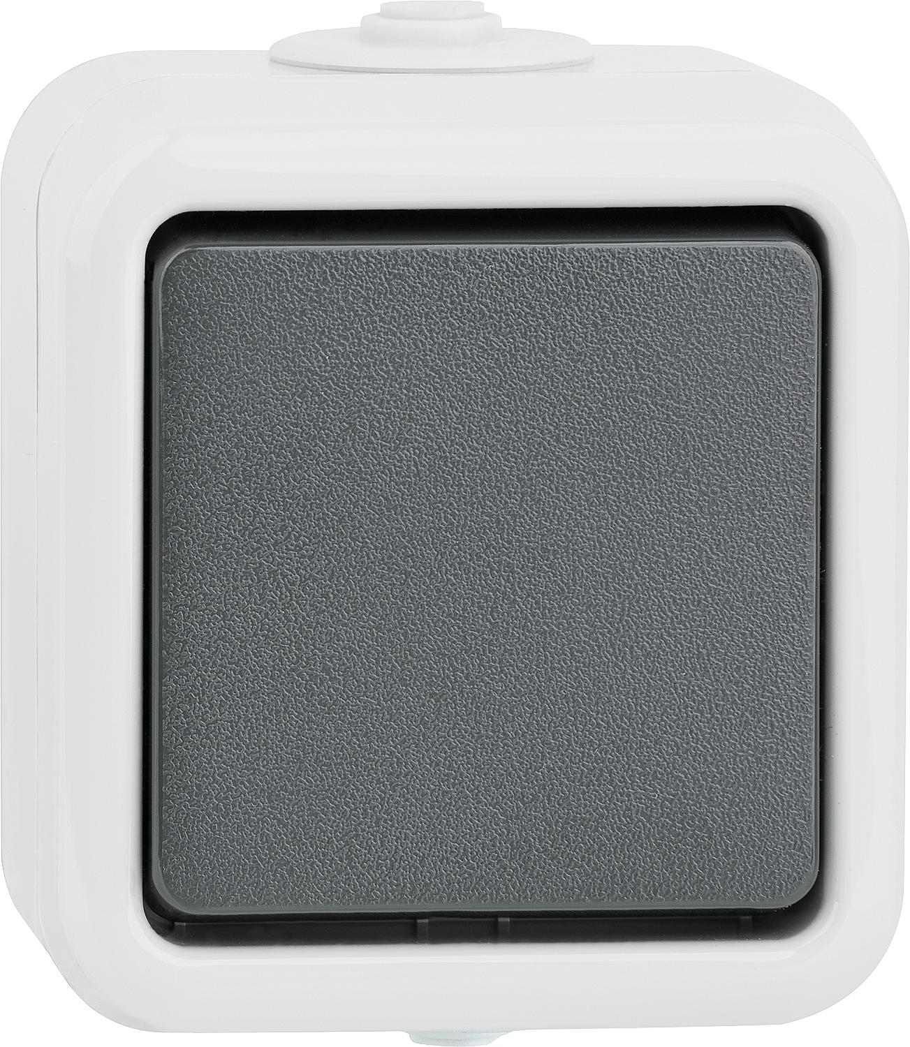 Surface-mounted rocker switch PEHA IP 44, changeover, grey D626 WAB