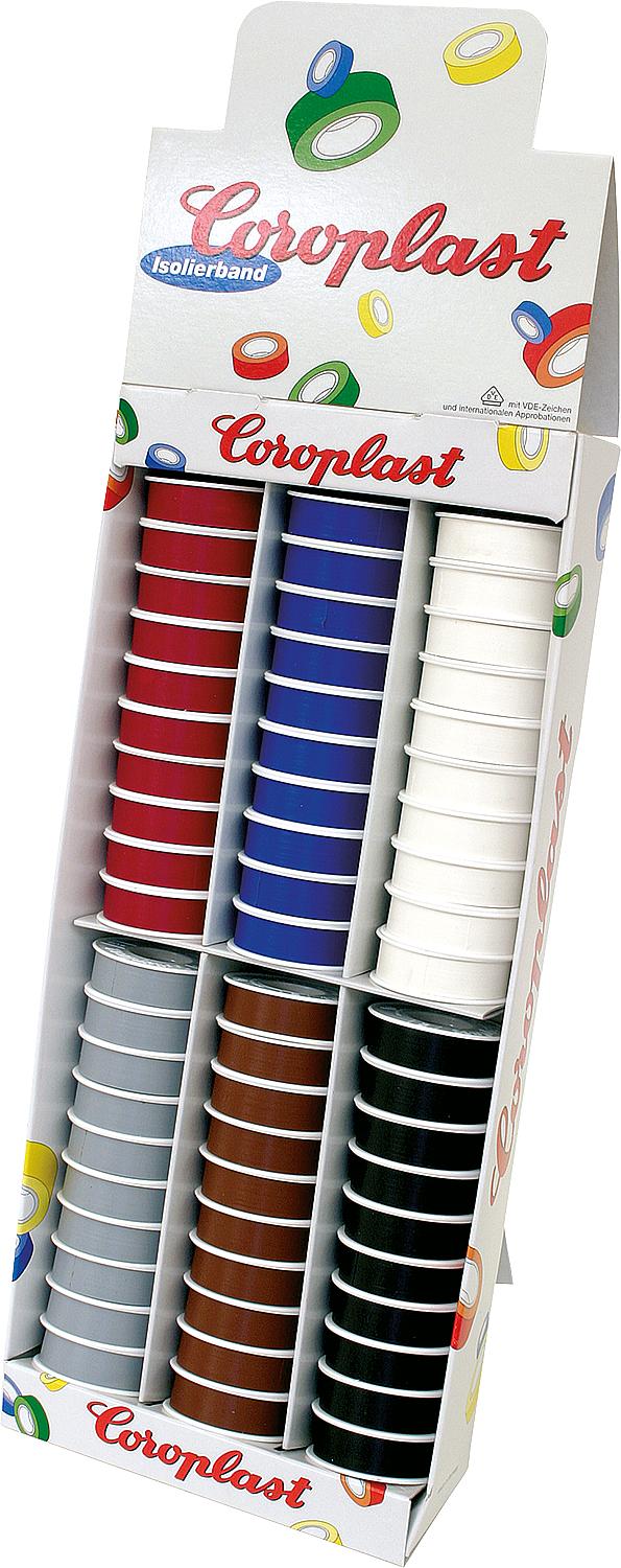 Display stand with electrical insulating tapes 6 x 10 rolls (roll 15 mm wide / 10 m long)