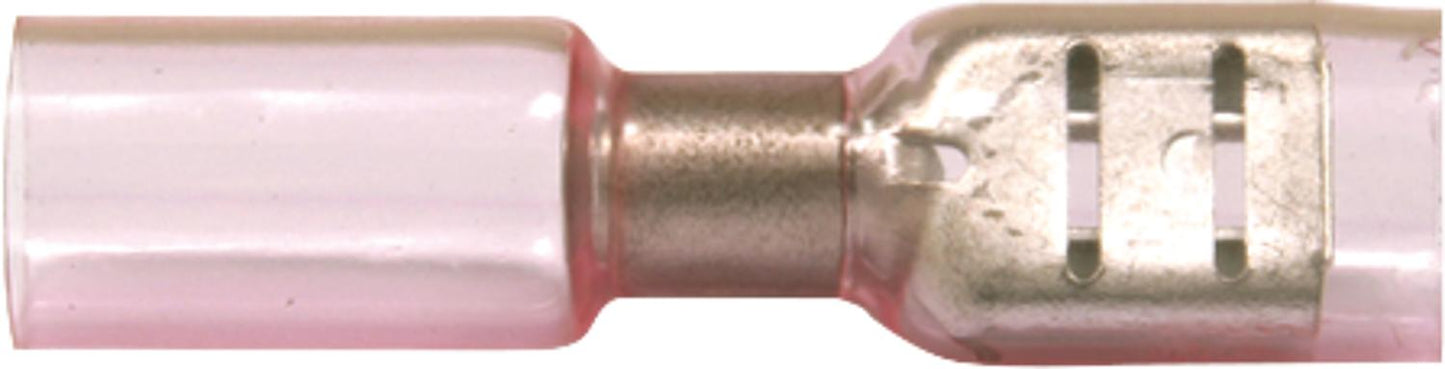 6.3mm flat blade connectors with heat shrink insulation, 0.5 - 1.5mm², red, pack of 10