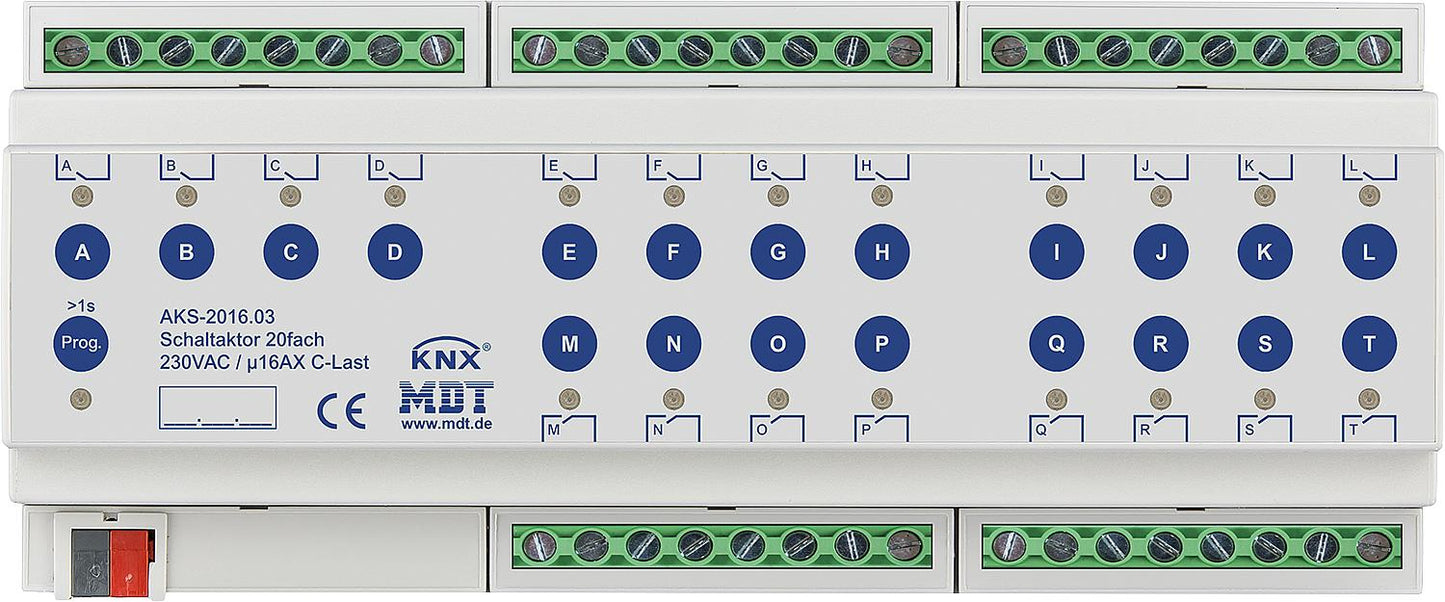 MDT 20-way DIN rail mounting device, 16A, 230V, C-load