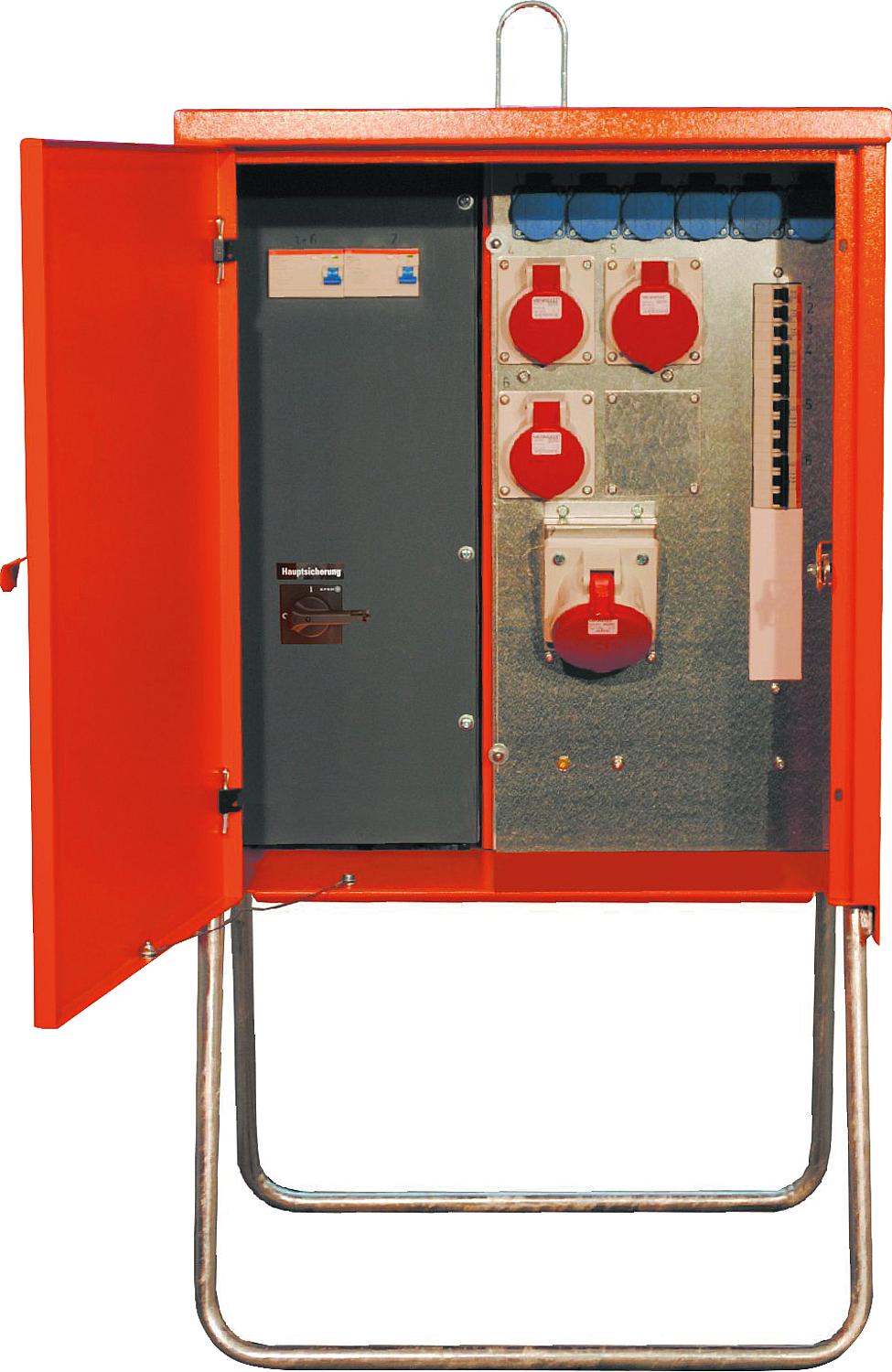 Distribution cabinet V63.2/211-6 44KVA, 63A, FI type B, 2xCEEx16A 1x32A, 6x Schuko