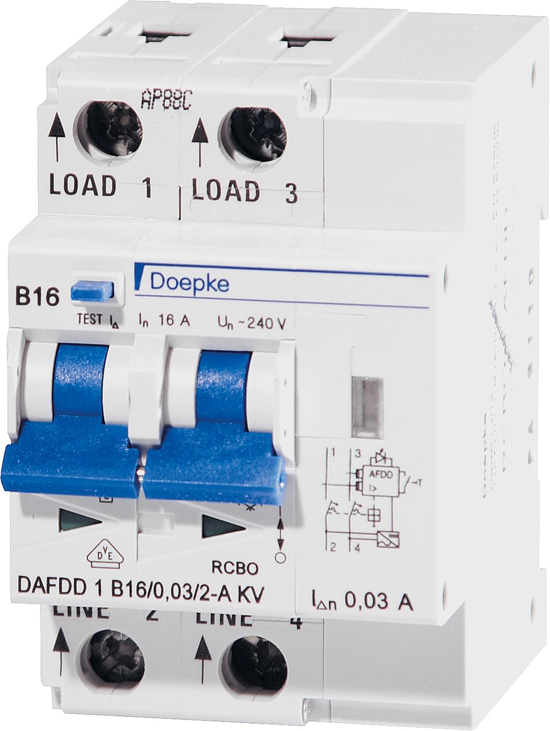 Fire protection switch DAFDD 1, AFDD+FI/LS, type A, 30mA, B10, 10kA