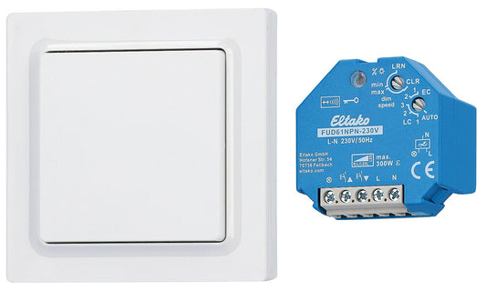 Wireless switch set, dimmable with wireless push button for standard 55 Eltako, BPD55