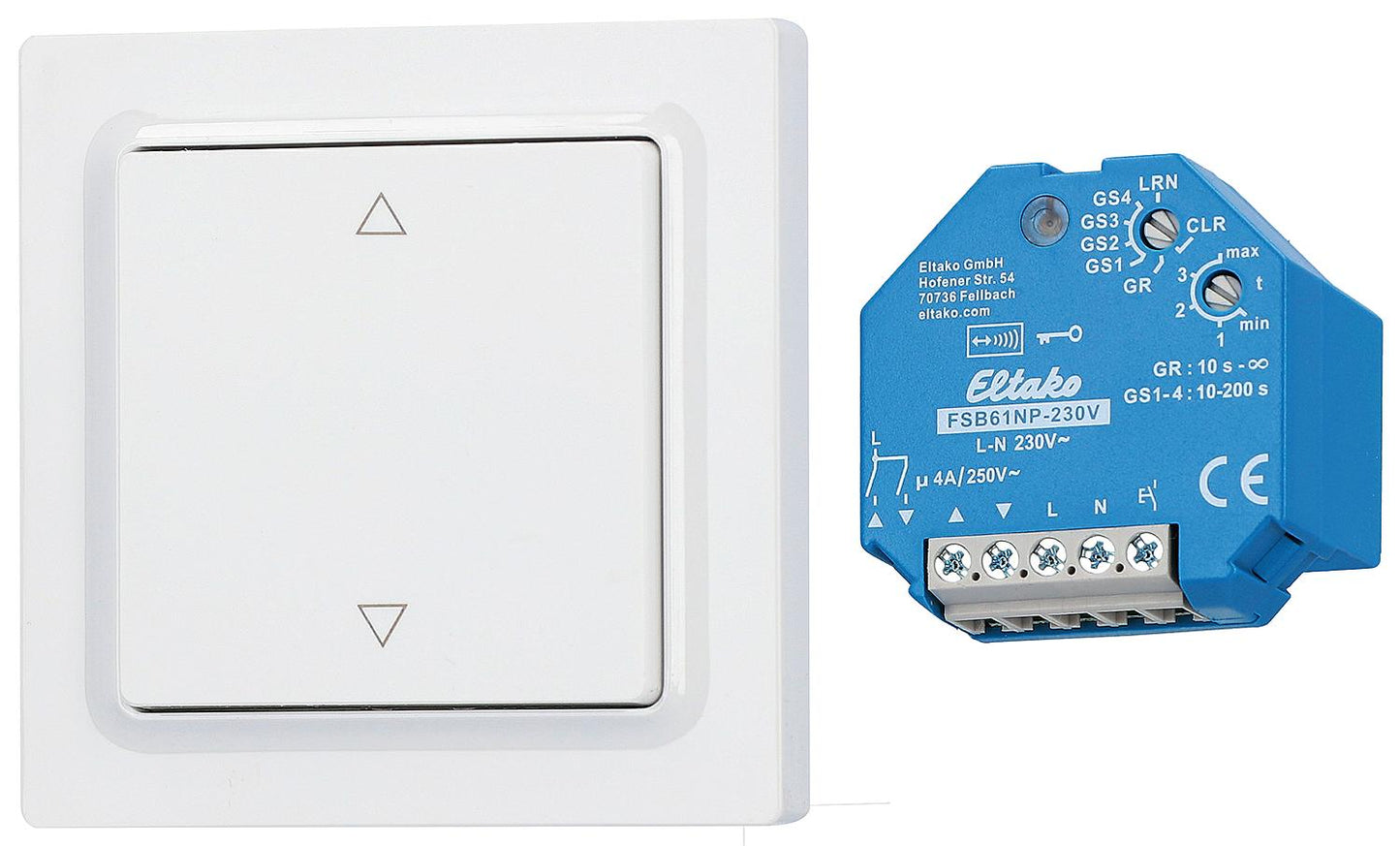 Wireless switch set, blind with wireless button for standard 55 Eltako, BPB55