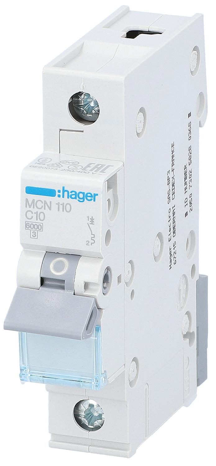 Hager circuit breaker, B6A 1p, 6kA, MBN106