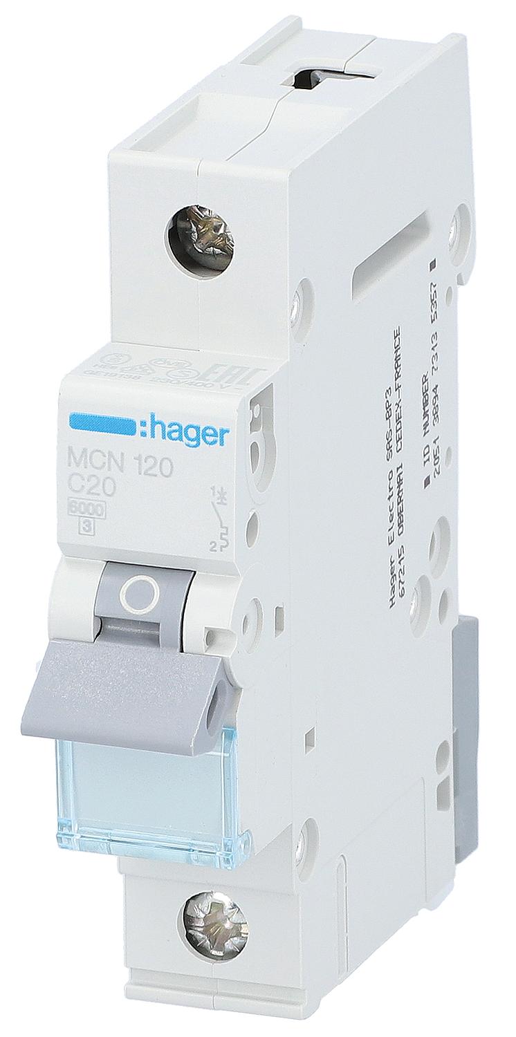 Hager circuit breaker, B6A 1p, 6kA, MBN106