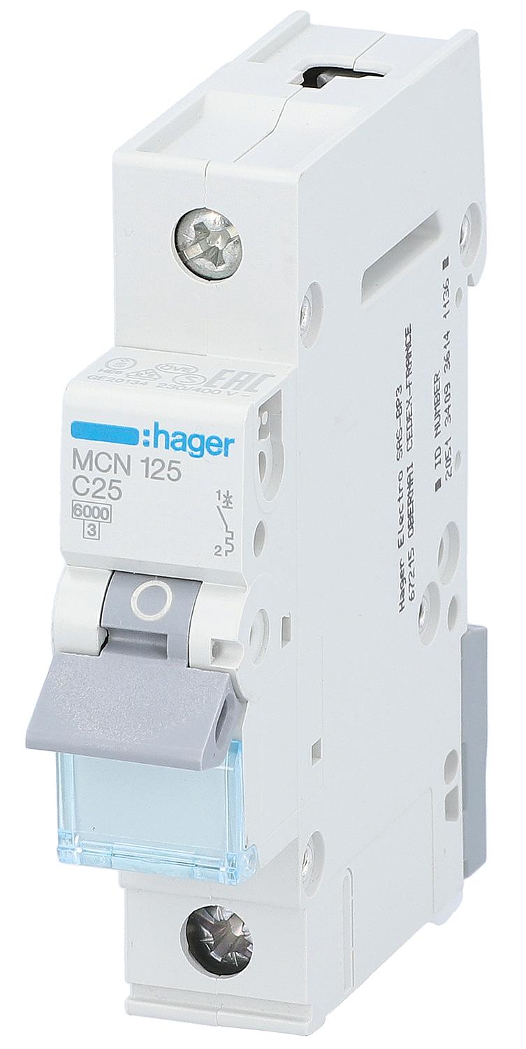 Hager circuit breaker, B6A 1p, 6kA, MBN106