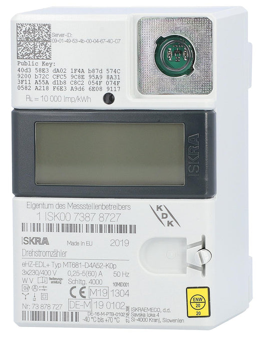 eHZ Drehstromzähler 240560D MID 3x230V/400V, 50Hz, 6(60)A MSB-Schnittstelle, 2 Tarifwerk