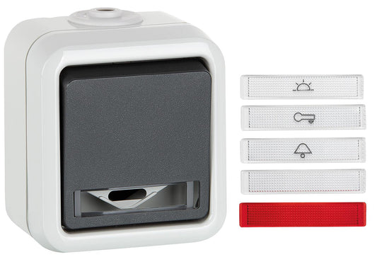 AP push button PEHA IP44,1-polished, grey D 655 WAB (pack of 10)