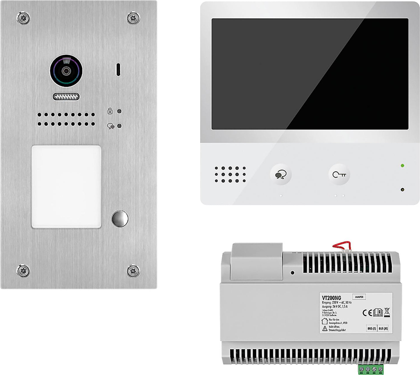 Video door intercom system VT200 UP 1x door station, 1x button 1x touch indoor station + power supply *KB*