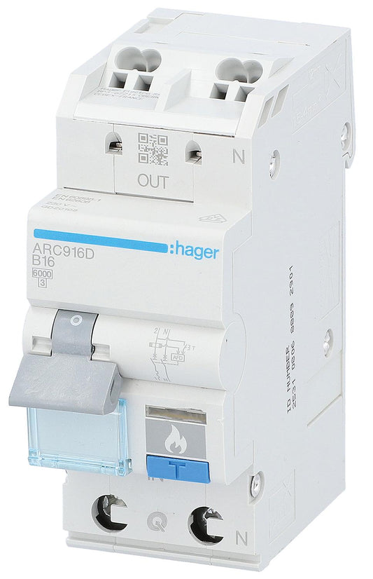 Arc fault detection device ARC916D, AFDD+LS, 1+N, B16, 6kA, Quickconnect
