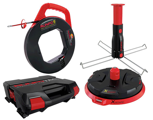 Runpotec XB 300 cable reel set with multi-function mandrel and Runpo 5 in system case