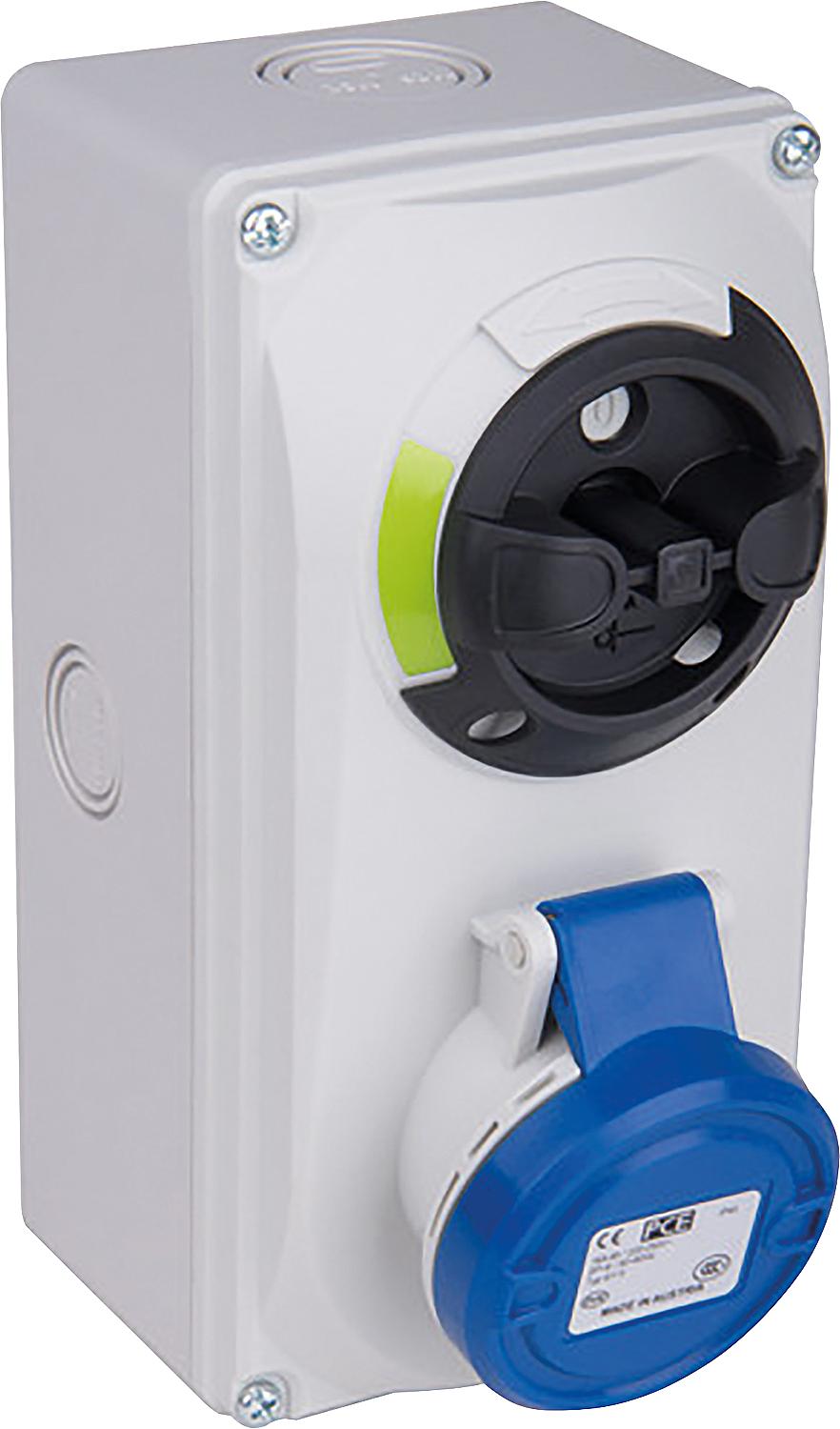 Abschaltbare CEE-Wandsteckdose mit "Knock out"