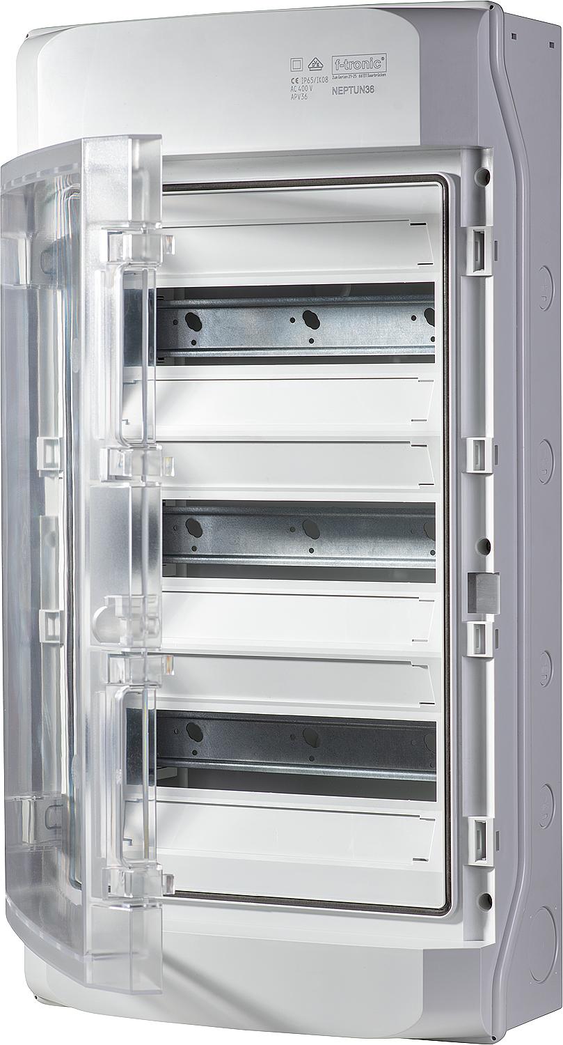 AP moisture-proof distribution board IP65 NEPTUN12, single-row, f-tronic with ventilation system
