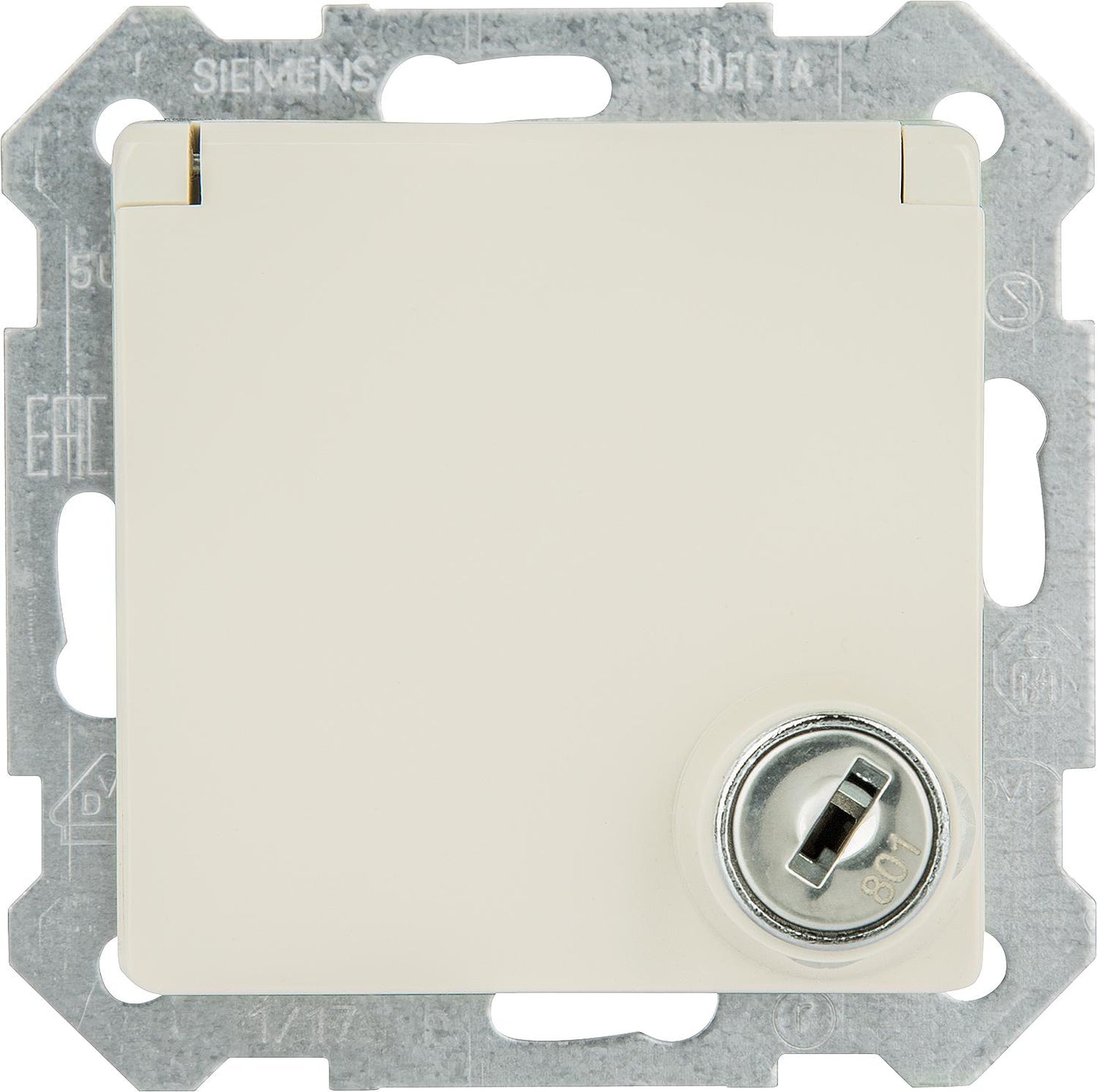 SCHUKO socket with hinged cover, titanium white / Protection class IP20 with touch protection and lock / 1 pc.
