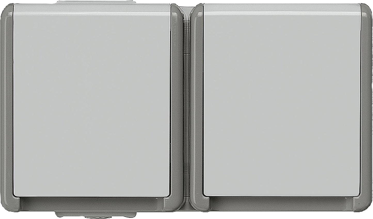 Surface-mounted SCHUKO socket 151 mm x 66 mm x 54 mm 2-way/ Protection class IP44 / 1 pc.