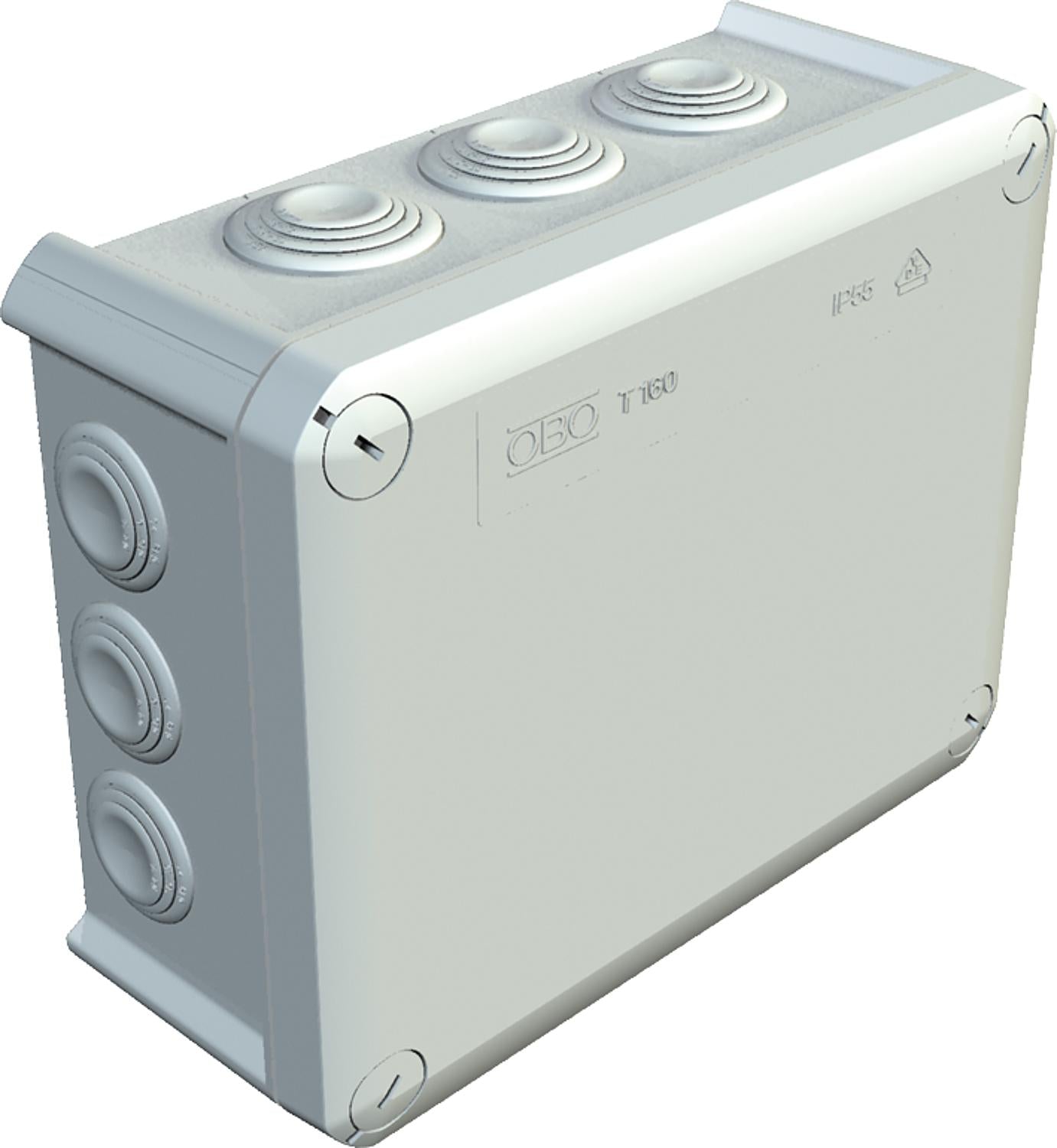 OBO junction box, T25 Ø=63/T=45mm, light grey 4x M25