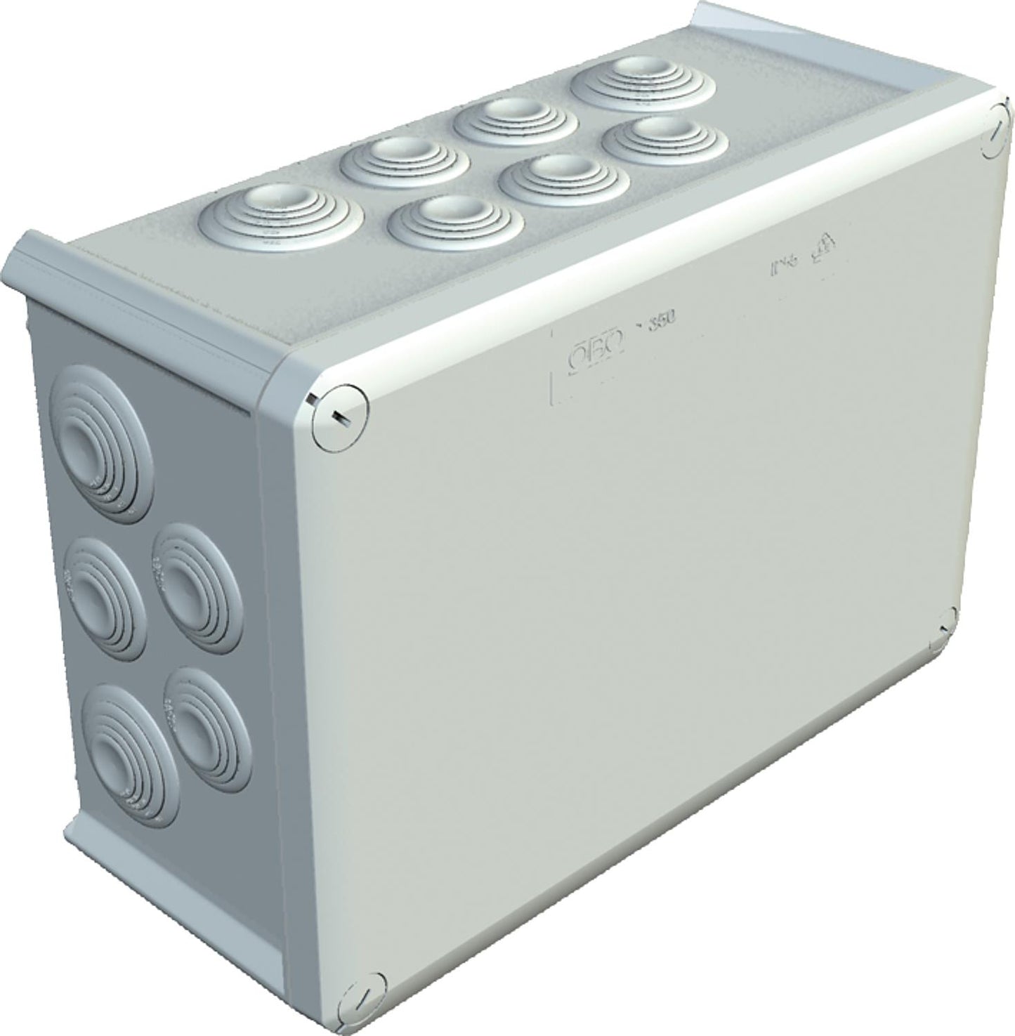 OBO junction box, T25 Ø=63/T=45mm, light grey 4x M25