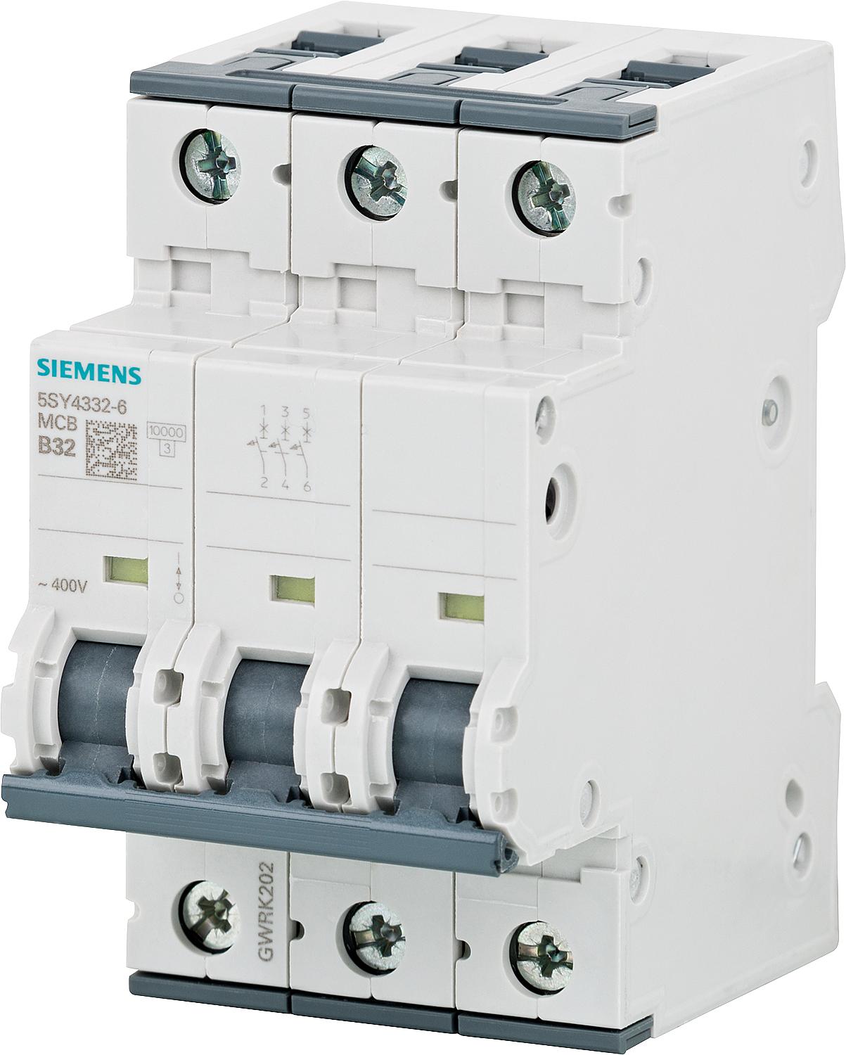 Siemens miniature circuit breaker, 10 kA, 3-pole, C25 A, 5SY4325-7