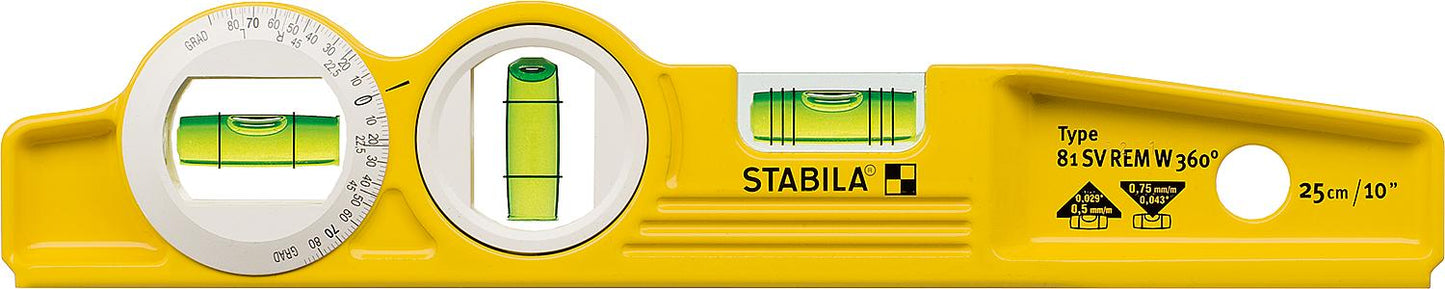 Niveau à bulle en alliage léger Type 81SV REM W360/ 25 cm