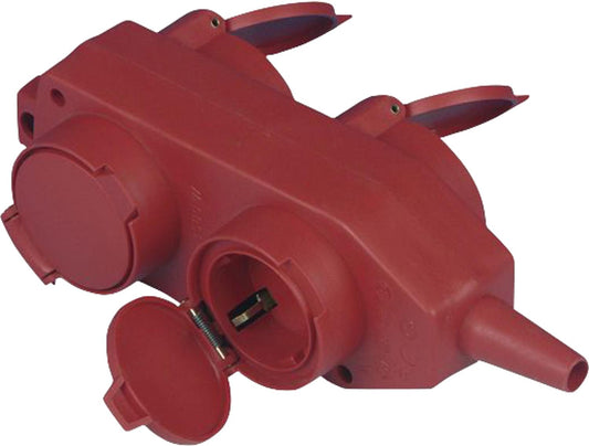 Protective contact - 4-way coupling, red, with kink protection sleeve