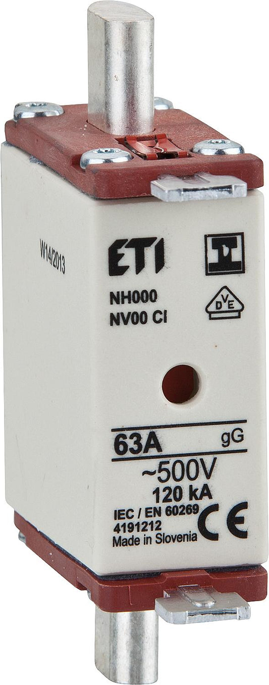 NH fuse AC 500V, size C00/6A ISO, pack of 3