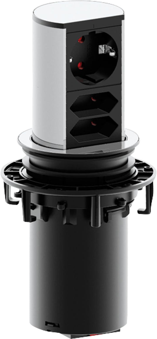 Elevator socket unit 1xSchuko, 2xEuro, aluminum profile